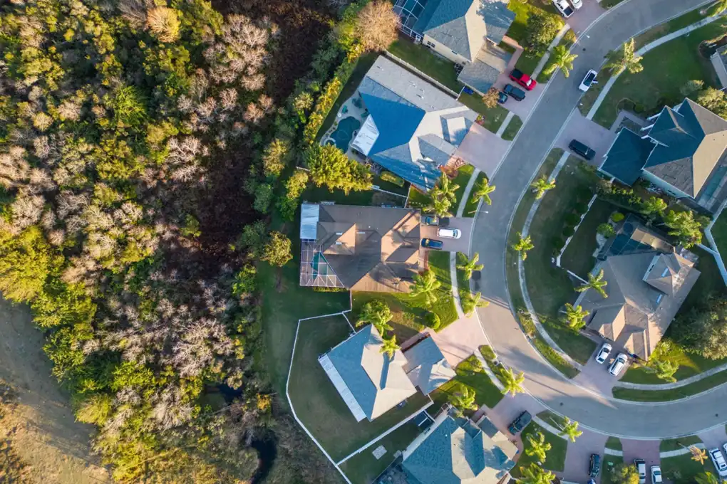 Homes around a neighborhood circle