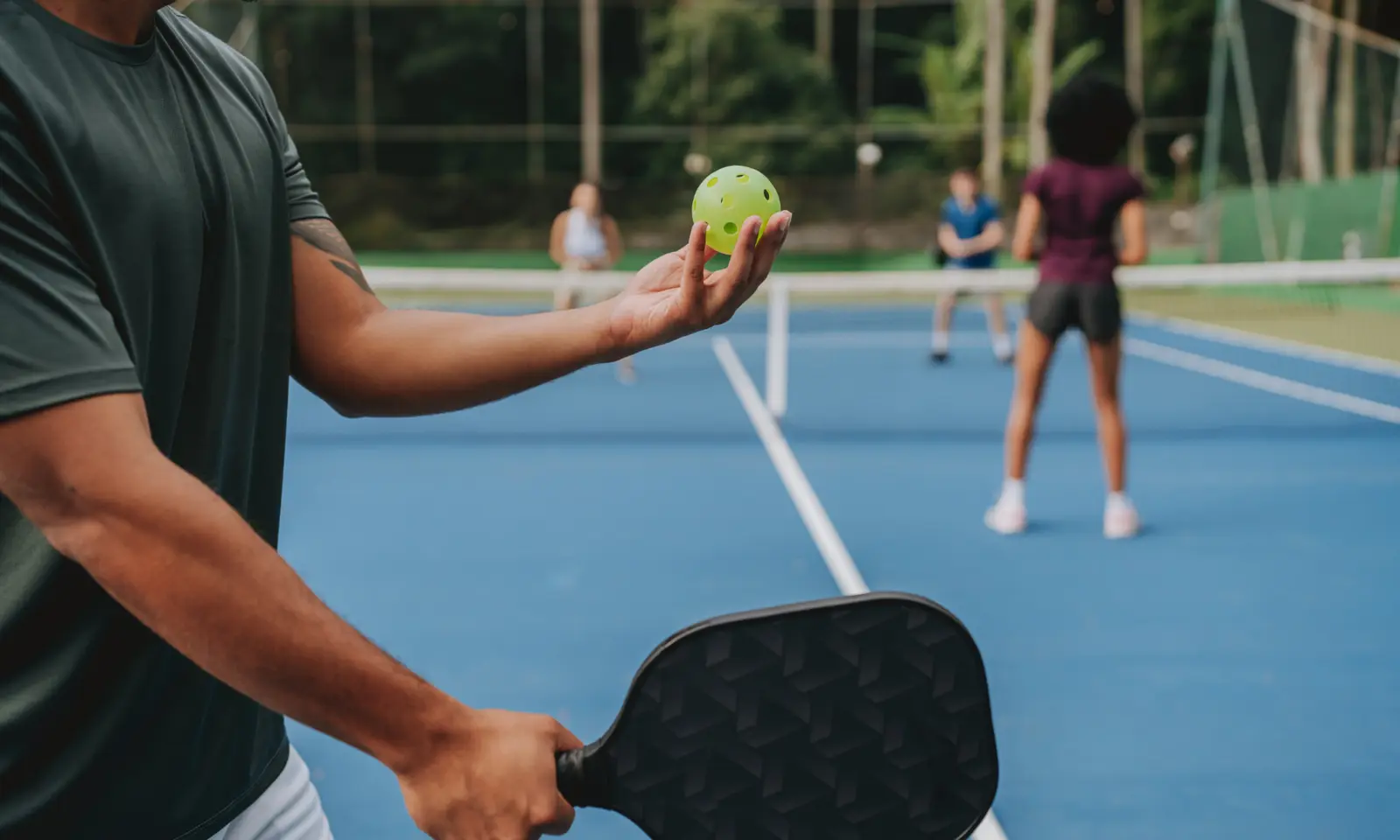 People playing pickleball together