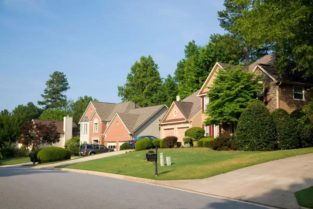 Homes along a street in Wheatfields Reserve